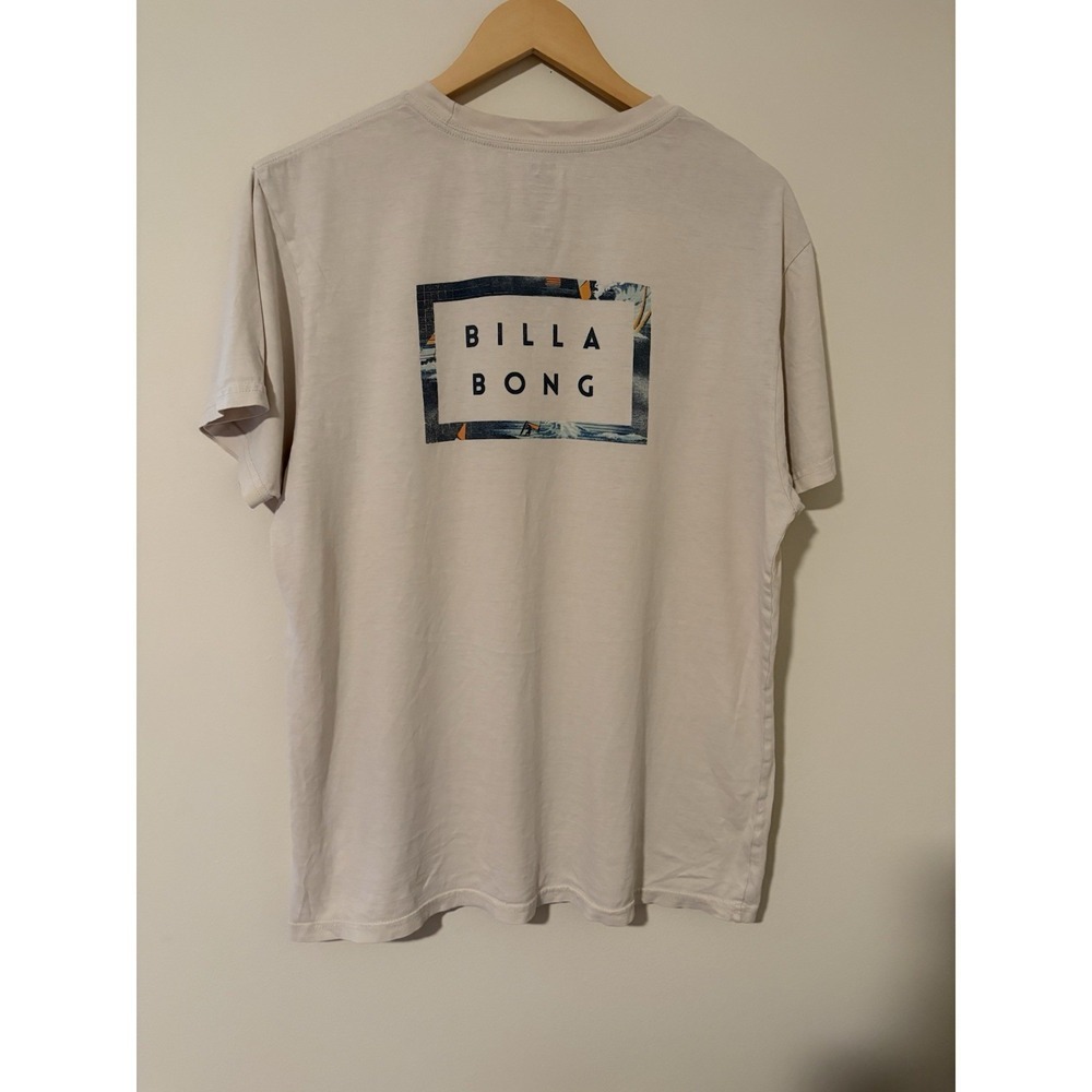 Billabong Mens T Shirt Large Beige Surf Logo Graphic Short Sleeve Tee